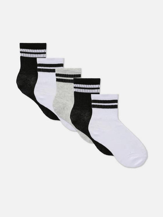 5pk Stripe Ankle Sports Crew Socks