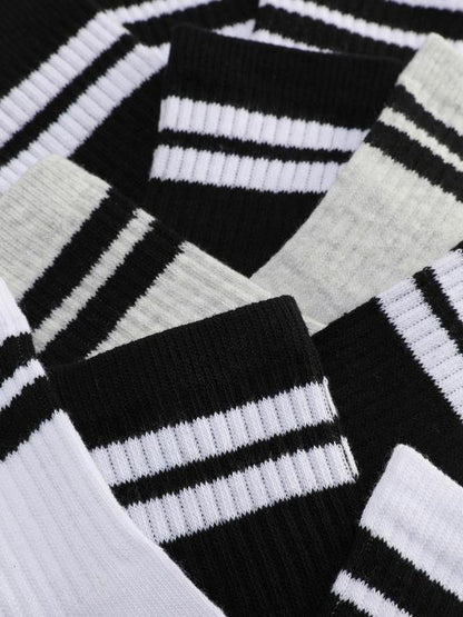 5pk Stripe Ankle Sports Crew Socks