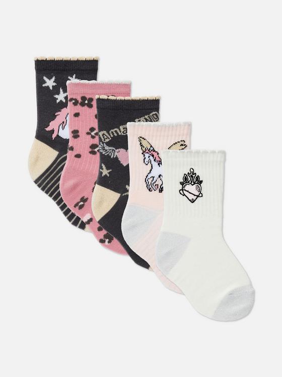 5pk Ribbed Unicorn Ankle Socks