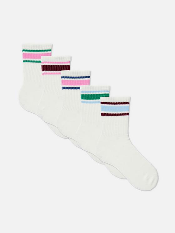 5pk Stripe Ribbed Sport Socks