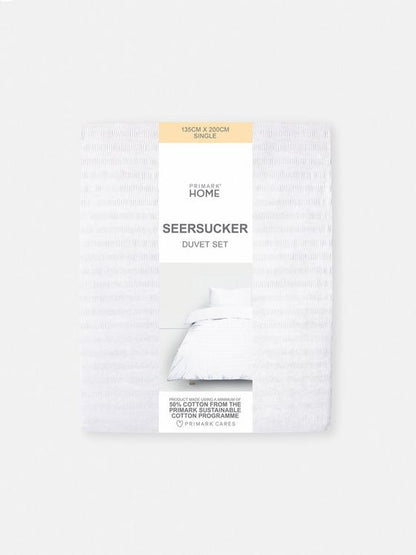 Seersucker Single Duvet Cover Set