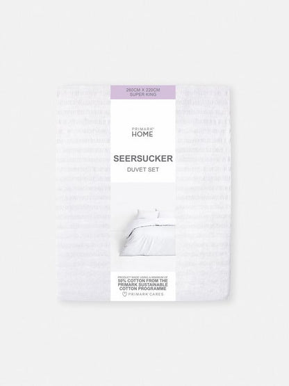 Seersucker Super King Size Duvet Set