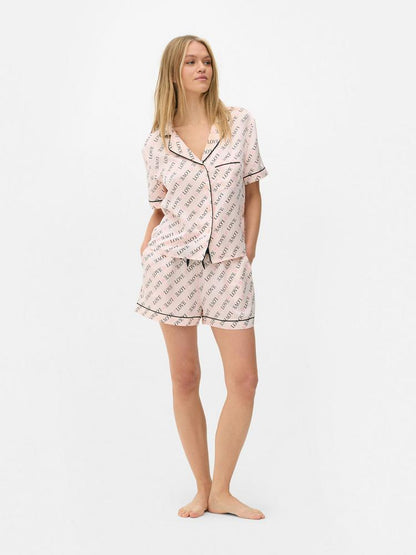 Satin Pyjama Shirt and Shorts Set