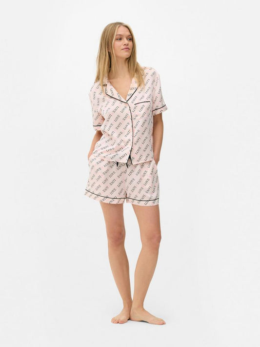 Satin Pyjama Shirt and Shorts Set