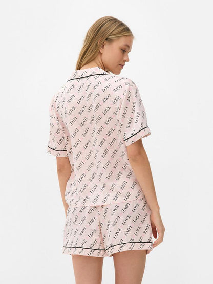 Satin Pyjama Shirt and Shorts Set