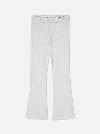 Pointelle Lettuce Trim Flared Pyjama Bottoms