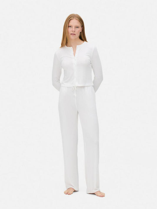 Pointelle Long Sleeve Pyjama Top