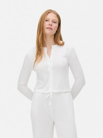 Pointelle Long Sleeve Pyjama Top
