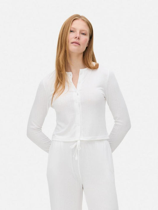 Pointelle Long Sleeve Pyjama Top