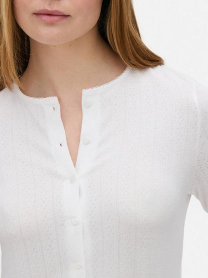 Pointelle Long Sleeve Pyjama Top