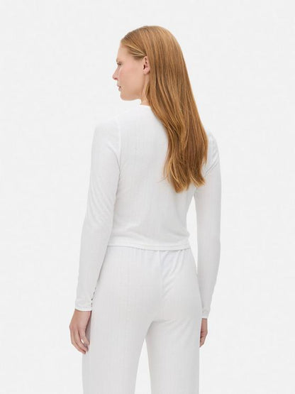 Pointelle Long Sleeve Pyjama Top