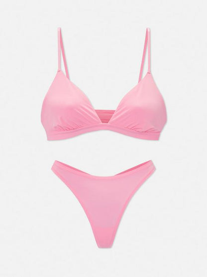 Non-Padded Triangle Bra and Thong Underwear Set