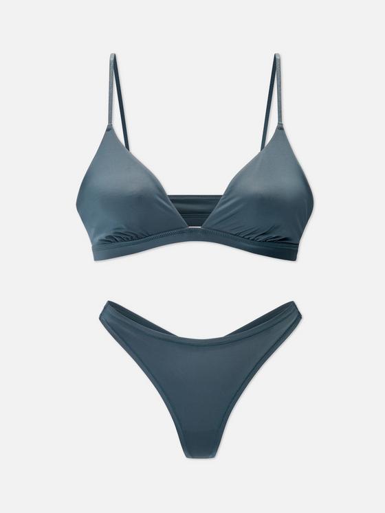 Non-Padded Triangle Bra and Thong Underwear Set