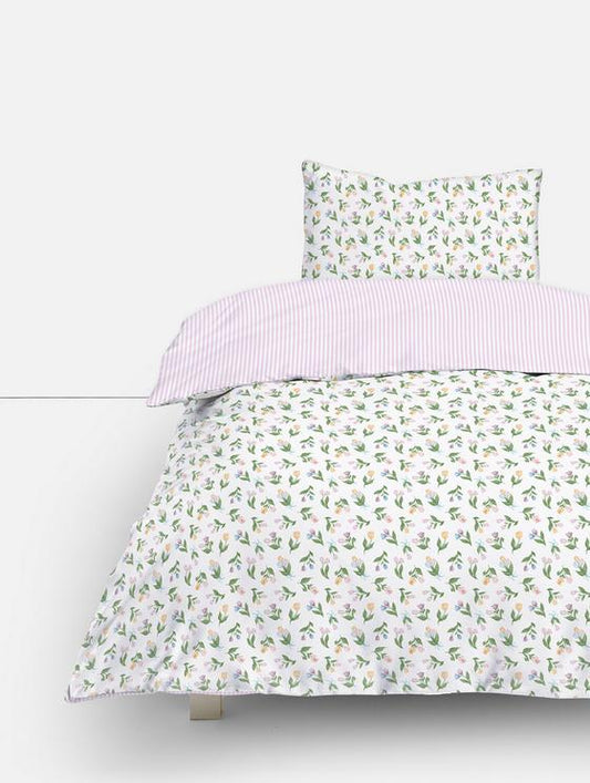 Double-Sided Tulip Single Duvet Cover Set