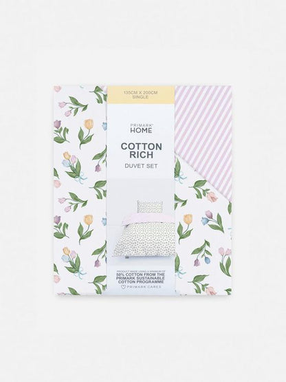 Double-Sided Tulip Single Duvet Cover Set