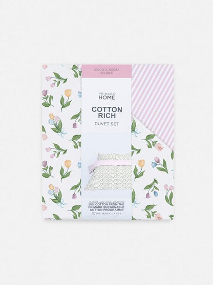 Reversible Tulip Double Duvet Cover Set