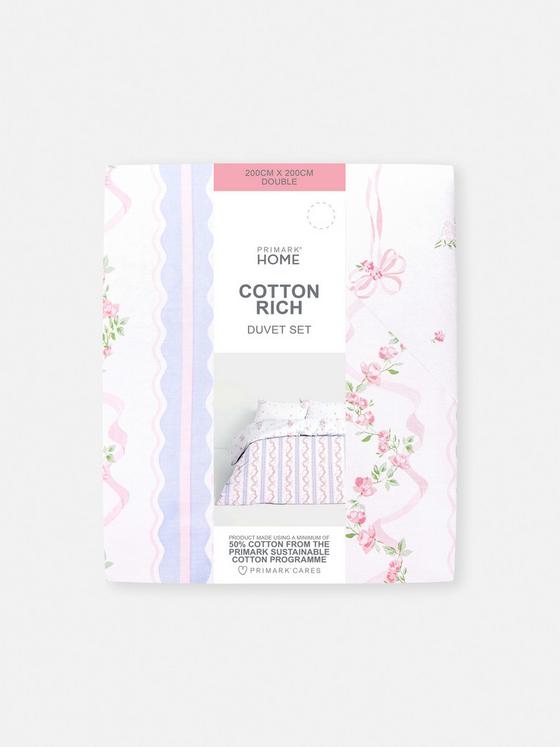 Reversible Floral Ribbon Double Duvet Cover Set