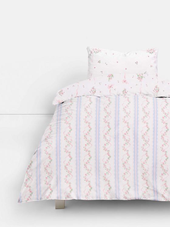 Ditsy Ribbon Stripe Single Duvet Cover Set