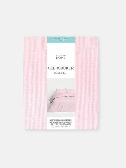 Stripe Seersucker King Size Duvet Cover Set