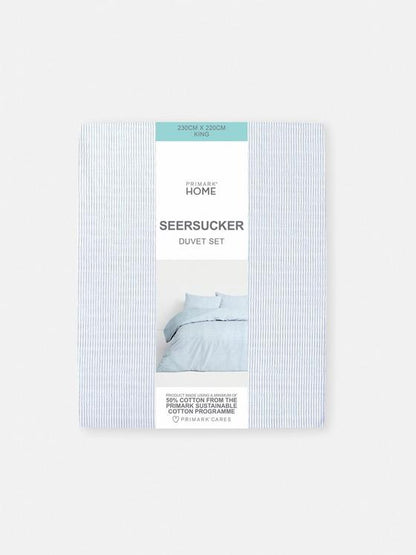 Stripe Seersucker King Size Duvet Cover Set