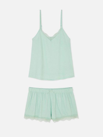 Lace Trim Shorty Pyjama Set