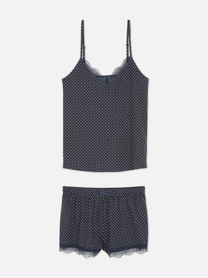 Lace Trim Shorty Pyjama Set