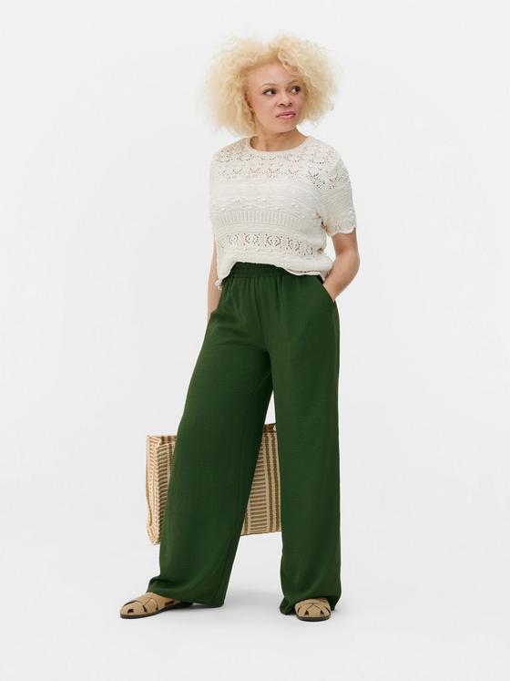 Pull On Wide Leg Trousers
