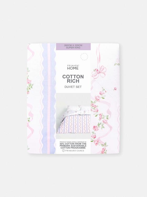 Reversible Cherry Blossom Super King Duvet Cover Set