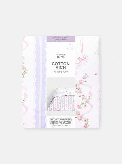 Reversible Cherry Blossom Super King Duvet Cover Set