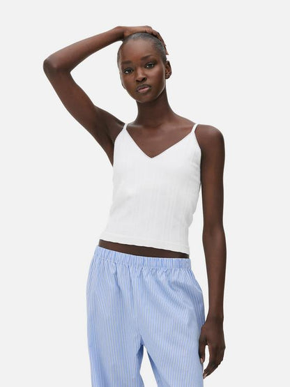 Pointelle Cropped V-Neck Pyjama Cami