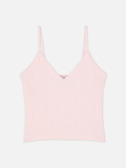 Pointelle Cropped V-Neck Pyjama Cami
