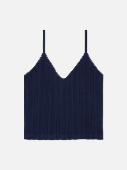Pointelle Cropped V-Neck Pyjama Cami