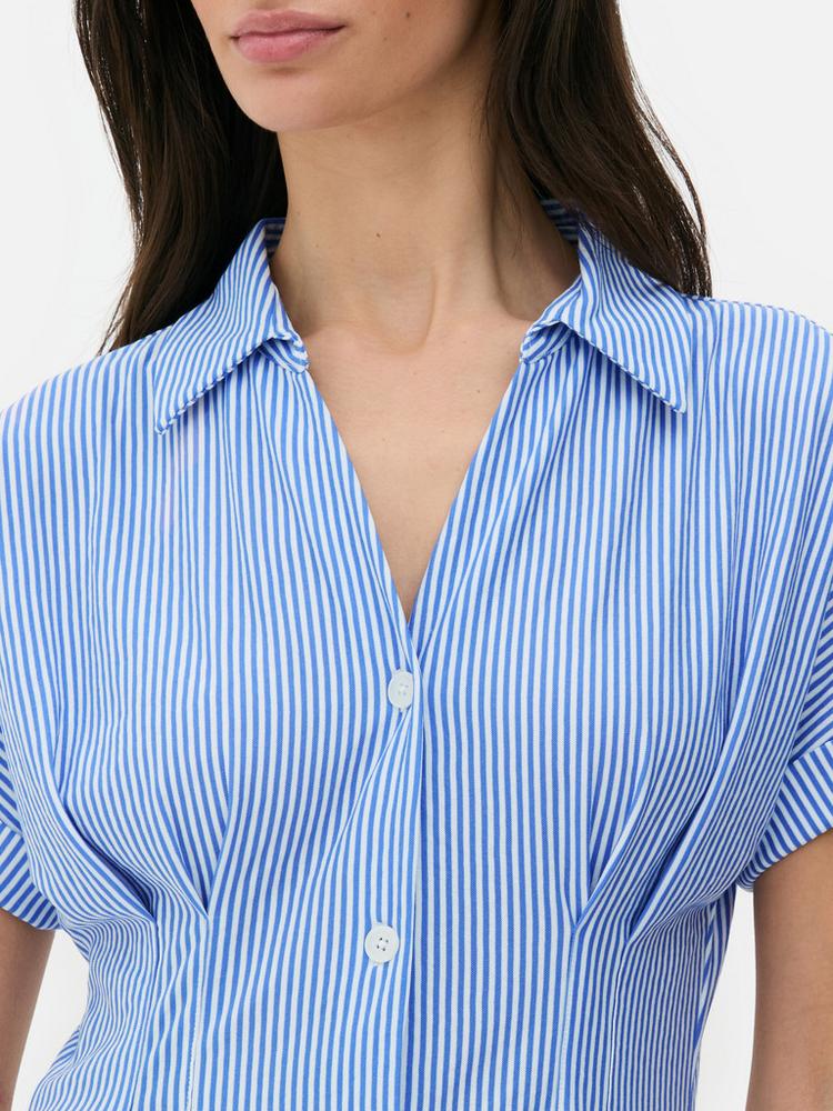 Striped Mini Shirt Dress