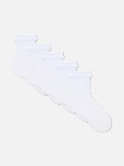 5pk Frill Trim Ankle Socks