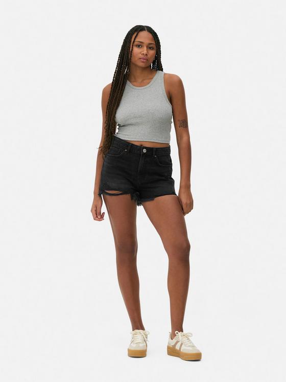 Ripped Denim Shorts