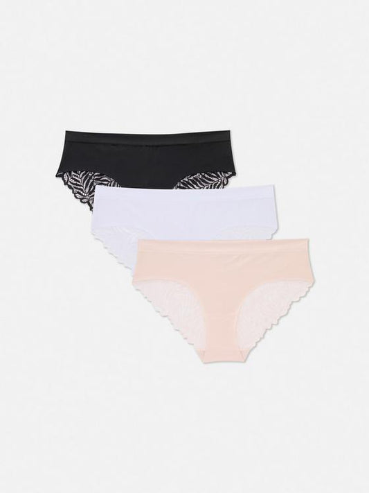 3pk Lace back Brazilian Thongs