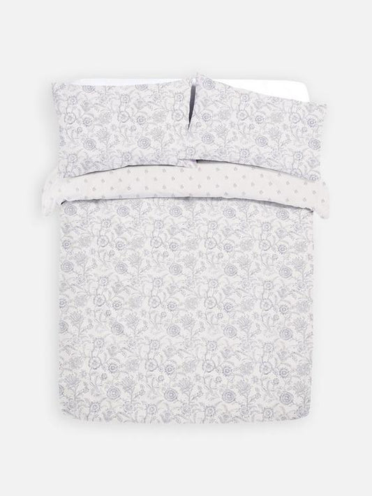 Reversible Block Floral Double Duvet Cover Set
