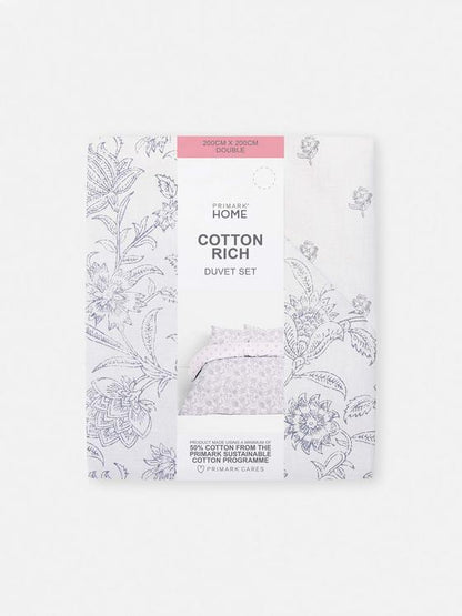Reversible Block Floral Double Duvet Cover Set