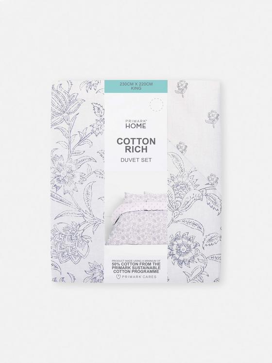 Reversible Block Floral King Duvet Cover Set