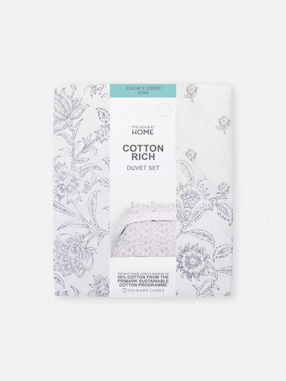 Reversible Block Floral King Duvet Cover Set