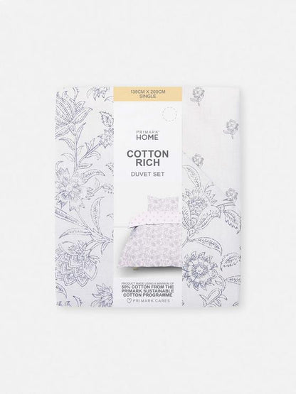 Reversible Block Floral Single Duvet Cover Set