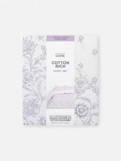 Reversible Block Floral Super King Duvet Cover Set