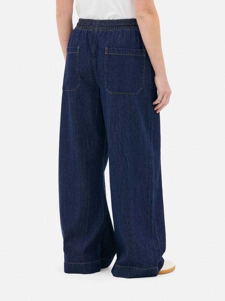 The Edit Drawstring Wide Leg Jeans