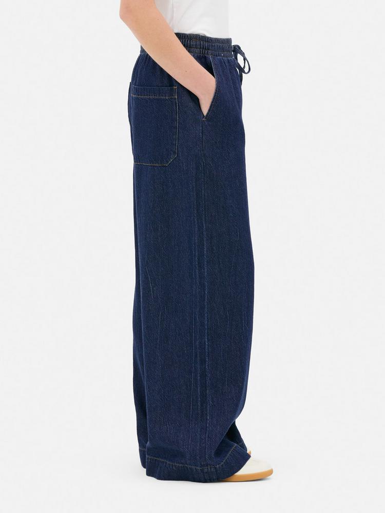 The Edit Drawstring Wide Leg Jeans