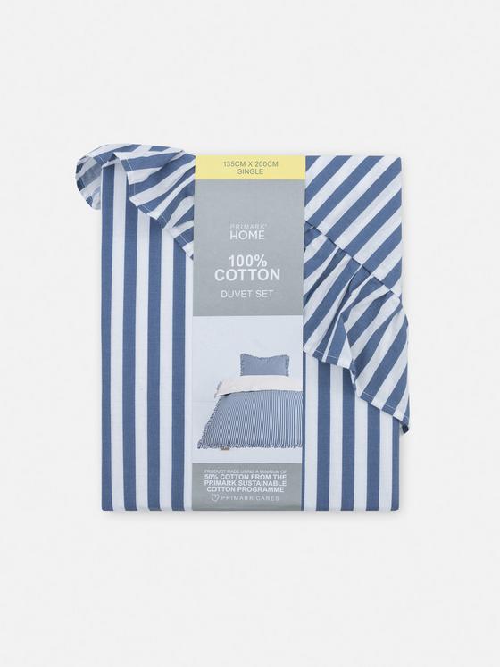 Striped Frill Single Duvet Cover Set