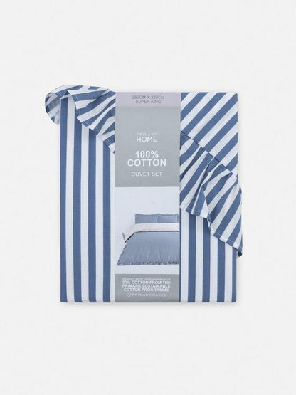 Striped Frill Super King Duvet Cover Set