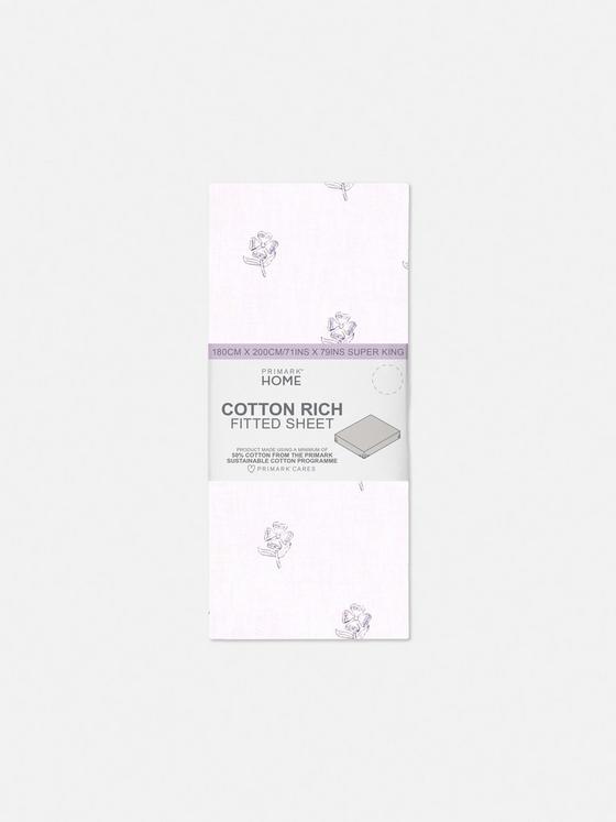 Super King Block Floral Fitted Sheet