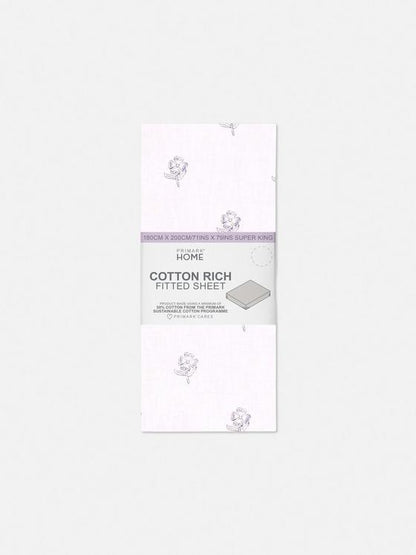 Super King Block Floral Fitted Sheet