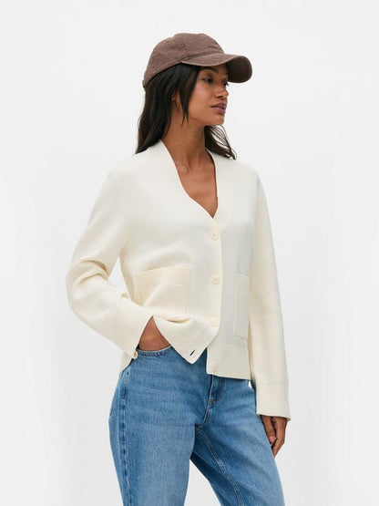 V-Neck Button-Up Cardigan