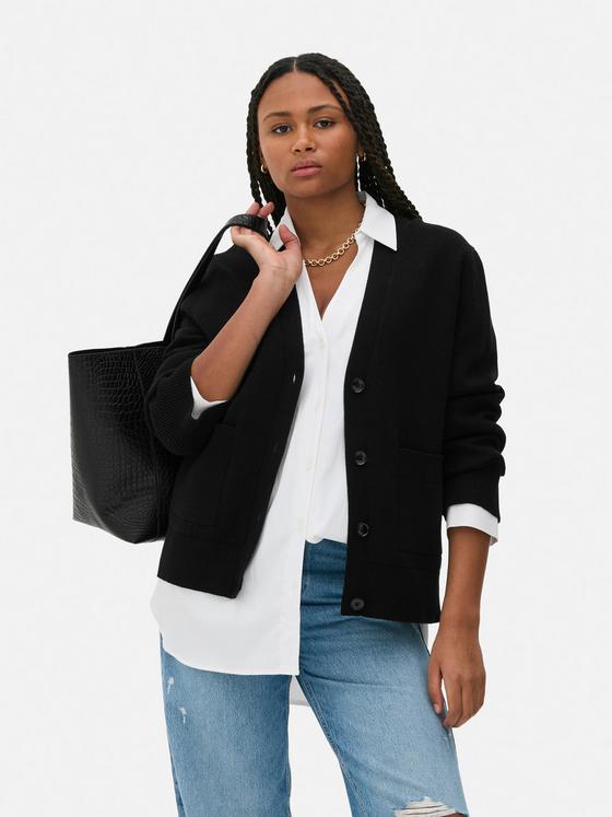 V-Neck Button-Up Cardigan